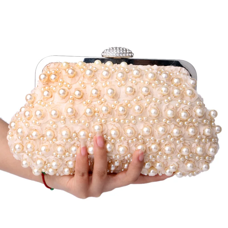 

Pearls Elegant Evening Clutch Bags Fashion Bags Ladies Luxury Designer Chain Wedding Dinner Purses and Handbags Bling clutches