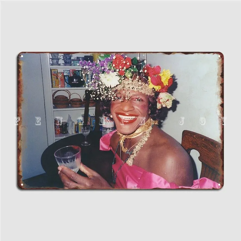 

Marsha P. Настенный плакат Johnson Queer с изображением истории, металлический плакат, Клубная стена, персонализированный Настенный декор, оловянные плакаты с вывесками