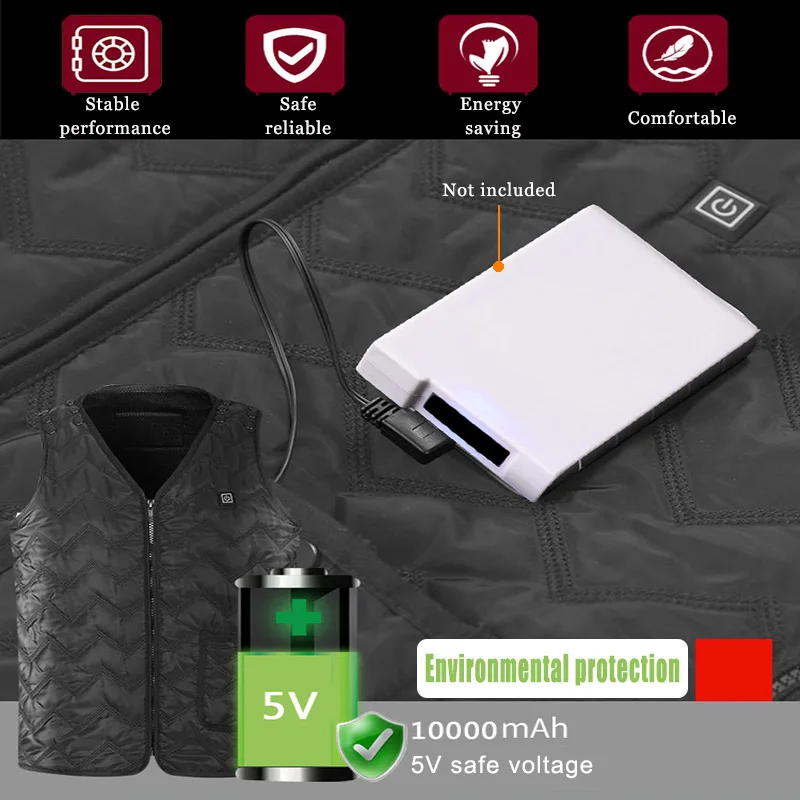 

USB Heated Vest Men Women Autumn Winter Cotton Infrared Electric Heating Vest Waistcoat Outdoor Thermal Warm Heated Jacket