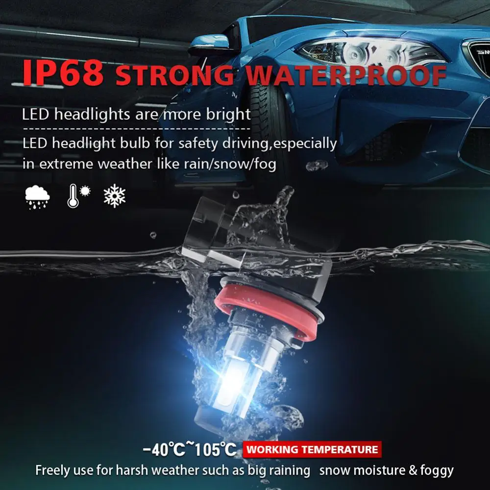 

2Pcs H11/9005/9006 110W 30000LM LED Car Headlight Conversion Globes Canbus Bulbs Beam 6000K Kit
