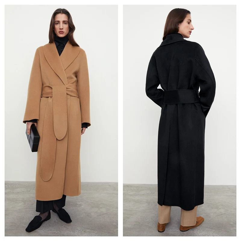 

Toteme Wool Long Coat ANNECY Series Silhouette Side Slit Lapel For Women Big Size New Arrival Spring 2022 Fashion High Quality