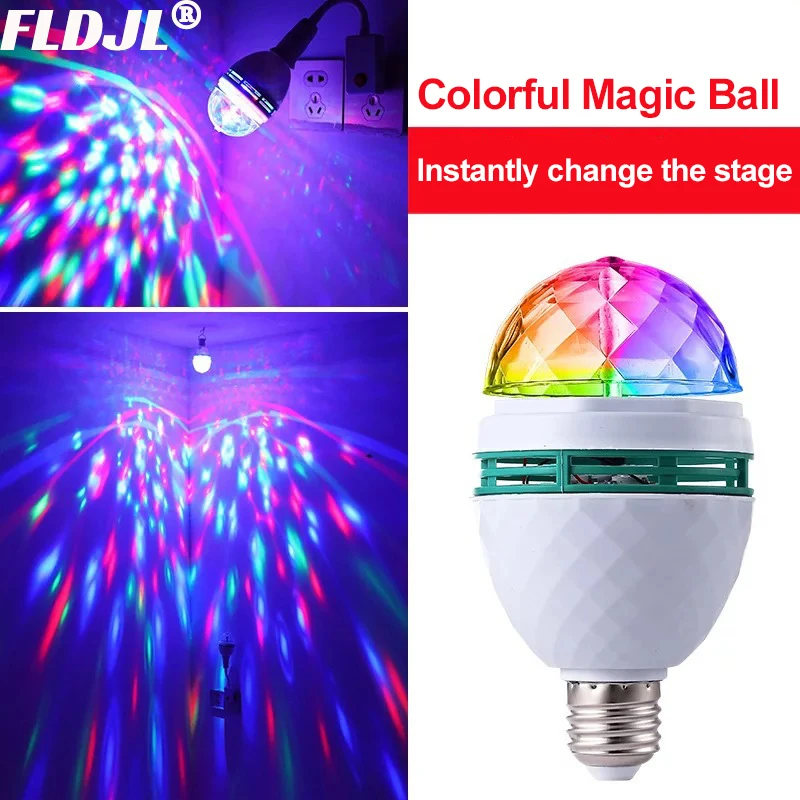 

Светодиодная RGB-лампа E27, 3 Вт, волшебный цветной проектор, Автоматическое вращение, сценическое освещение, освещение для праздника, вечеринк...