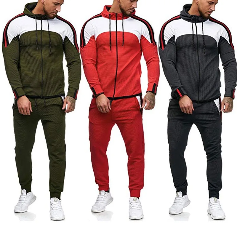 

Men Spotrs Suit Two Pieces Set Men's Zipper Hoodie Jacket Sweatshirt + Pants Male Hoody Jogging Tracksuit Sportswear Outfit