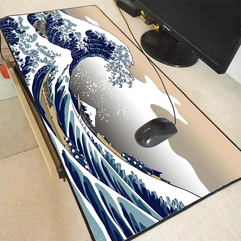 

Great Wave Off Art Large Size Mouse Pad Natural Rubber PC Computer Gaming Mousepad Desk Mat Locking Edge for
