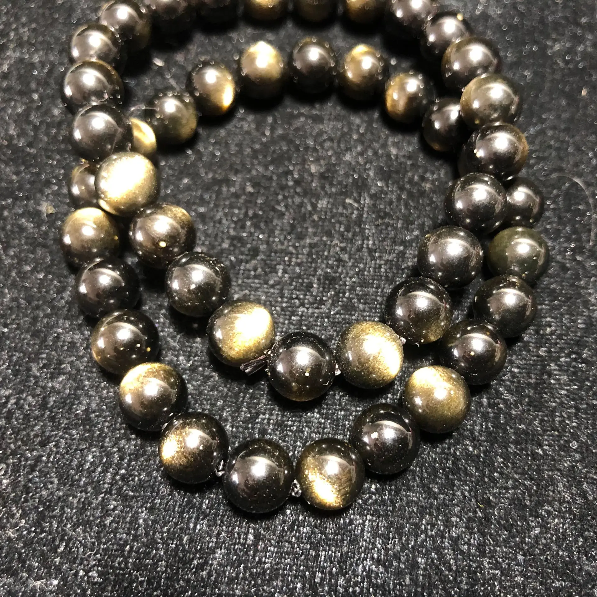 

6-7mm Natural Golden Obsidian Bracelets Quartz Chakra Healing Reiki Home Decoration Stone Handicraft Decoration Bracelets