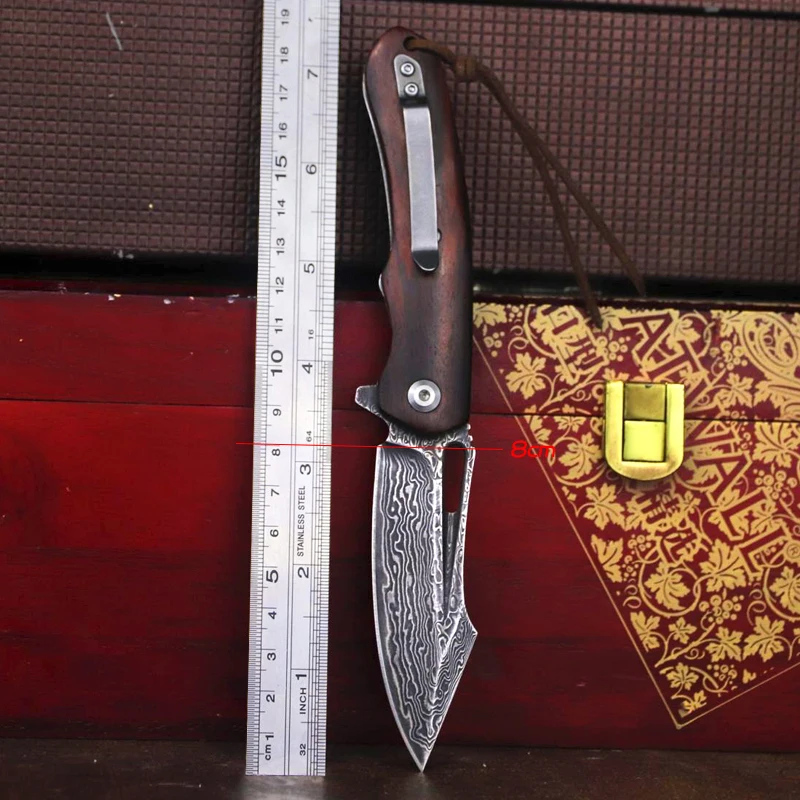 Складной нож для самообороны тактический уличный мини-клинок из дамасской стали