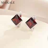 maikale classic square korea design multicolor zirconia small stud earrings for women jewelry wedding party gifts high quality