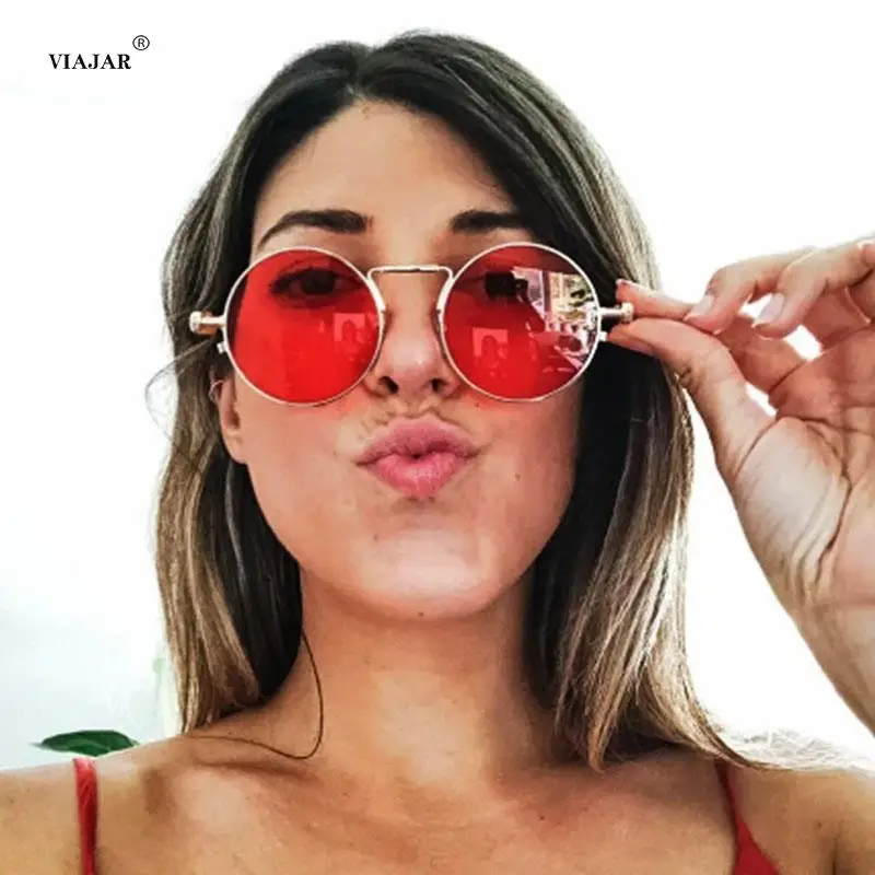 

2021 Fashion Sunglasses Men Gothic Steampunk Alloy Women Brand Designer Frame Sun Glasses UV400 oculos de sol Retro Brown