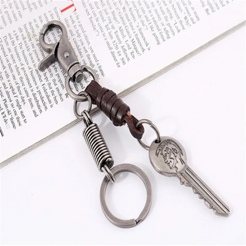 Leather Strap Copper Key Chain Ring Keychain Vintage Holder Waistband Accessories Spring Keyrings | Украшения и аксессуары