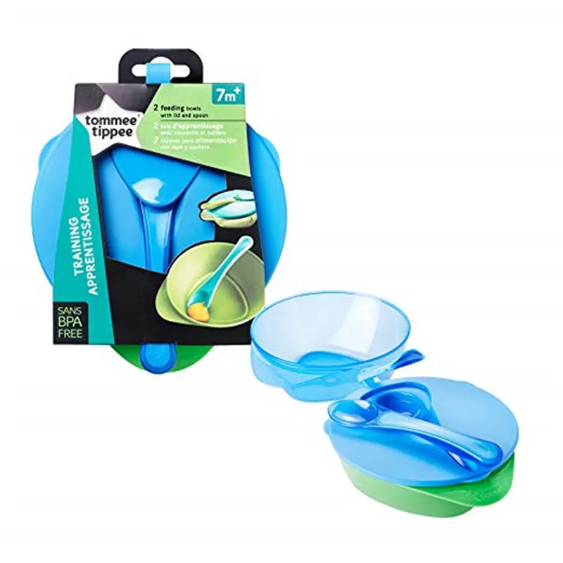 Детские Dinnerwar комплекты тренировочные тарелки и ложки 2 кормушки с 1 крышкой ложка