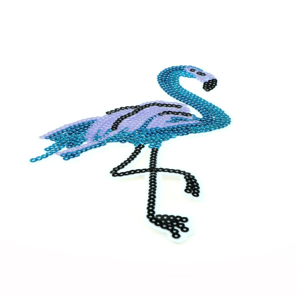 

1PC Sew-On Iron-On Sewing Patch Sticker DIY Craft Popular Flamingo Applique Embroidery Sequin Patch For Sweater T-shirt Decor