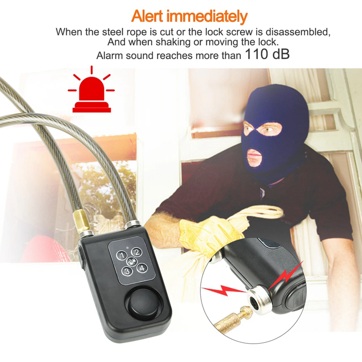 

Y787R Wireless Remote Control Alarm Lock Electric Bike Motorcycle Code Steel Cable Chain Lock