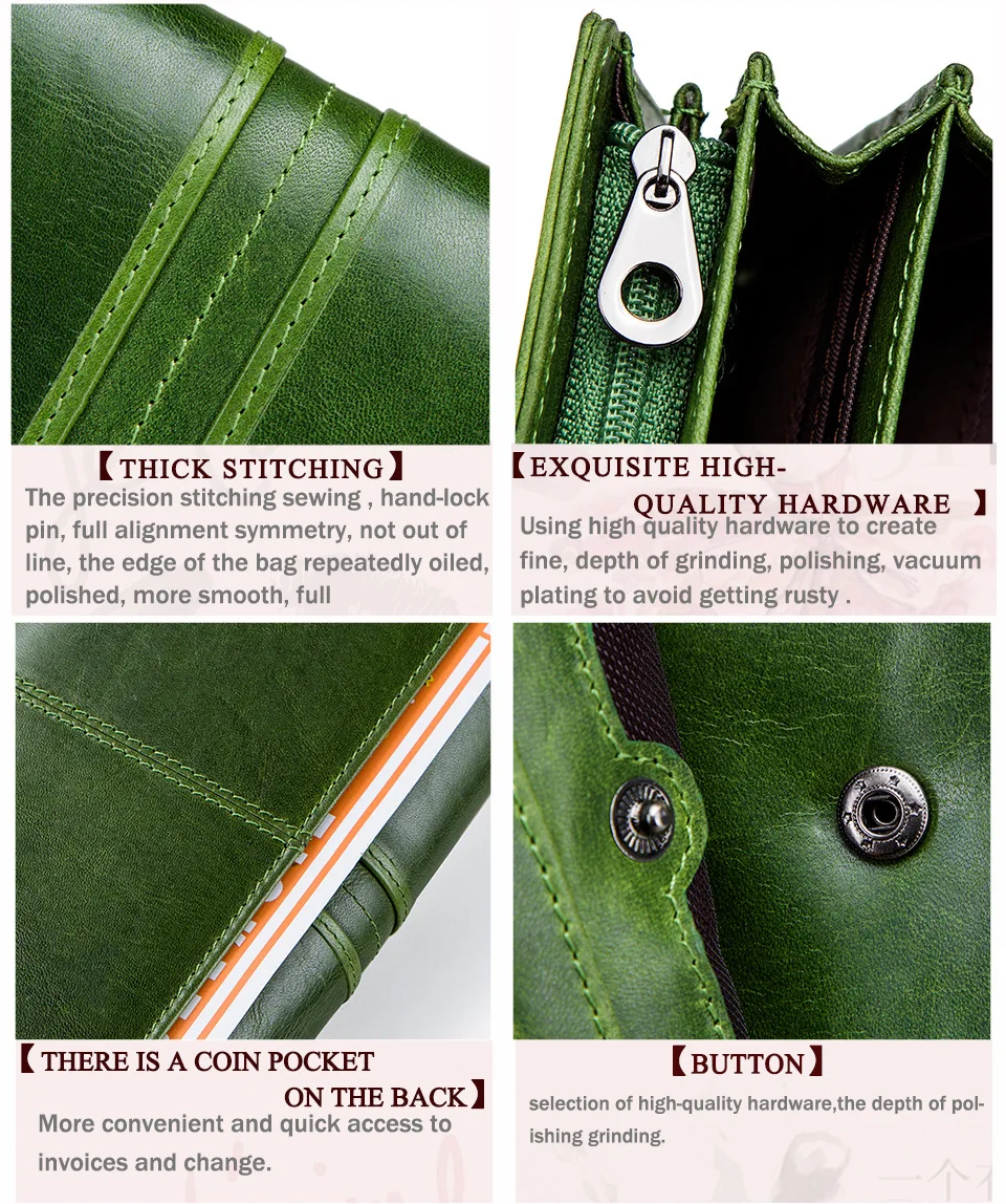 Women's Wallets Genuine Leather Casual Long Clutch Purse Money Bag Multi-function Card Cross Pattern Detachable Billetera Mujer