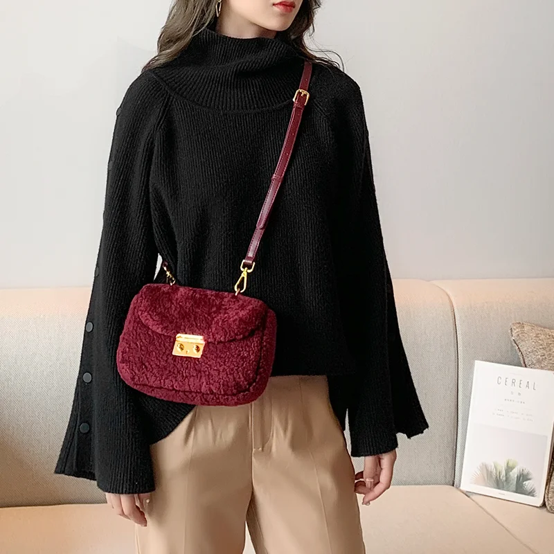 Модная женская сумка WOONAM из натуральной шерсти кожаная на плечо с откидной