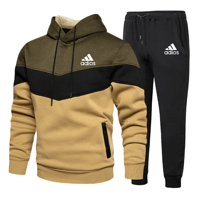 

2021 Brand spring autumn mens suit sportswear 2 piece hoodie pants jogging fitness sports hedging sportswear suit Mens sets