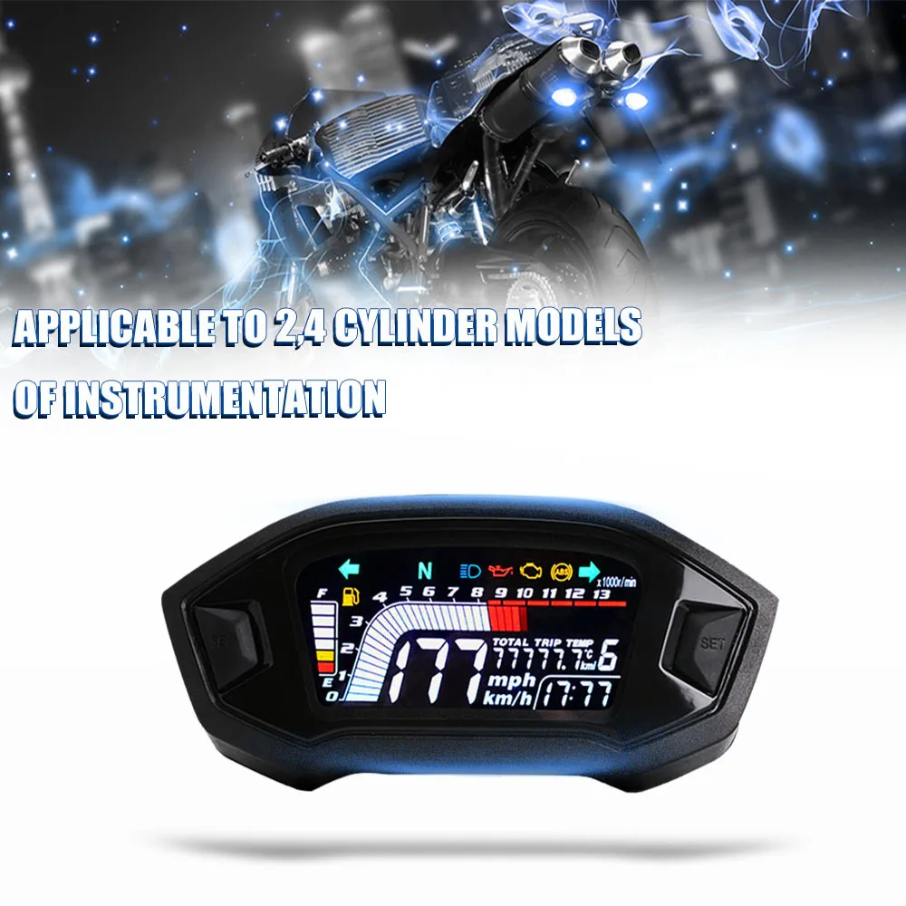 

2021 New Motorcycle Universal LCD Cylind For1,2,4 Cylinder ​Speedometer Digital Odemeter Tachometer 13000RPM Backlight Optional