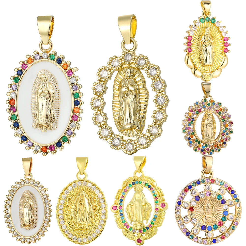 

Juya Handmade Cubic Zirconia God Christian Saint Virgin Mary Charms For DIY Religious Rosary Christmas Pendant Jewelry Making