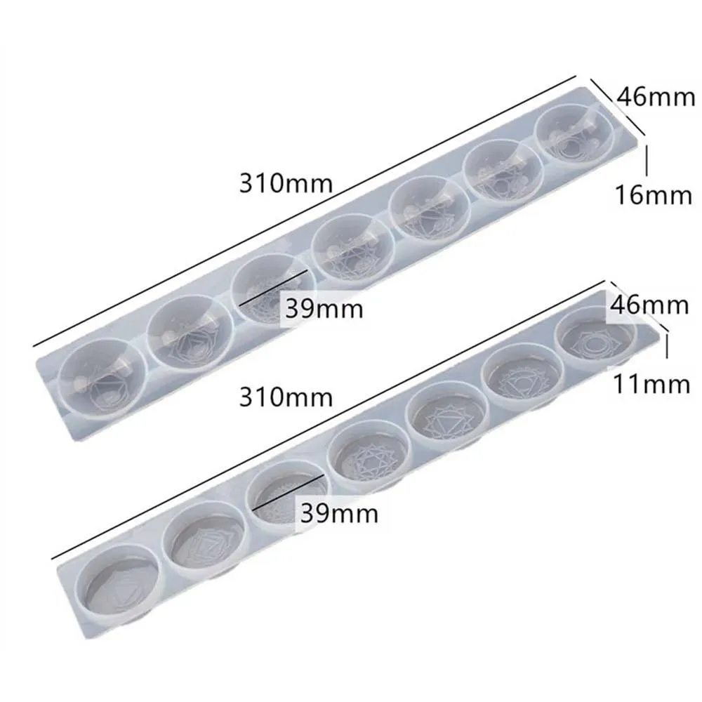 

2 Pcs DIY Epoxy Resin Mold Seven Chakras Semicircle Hemisphere Round Mirror Silicone Crystal Epoxy Mold