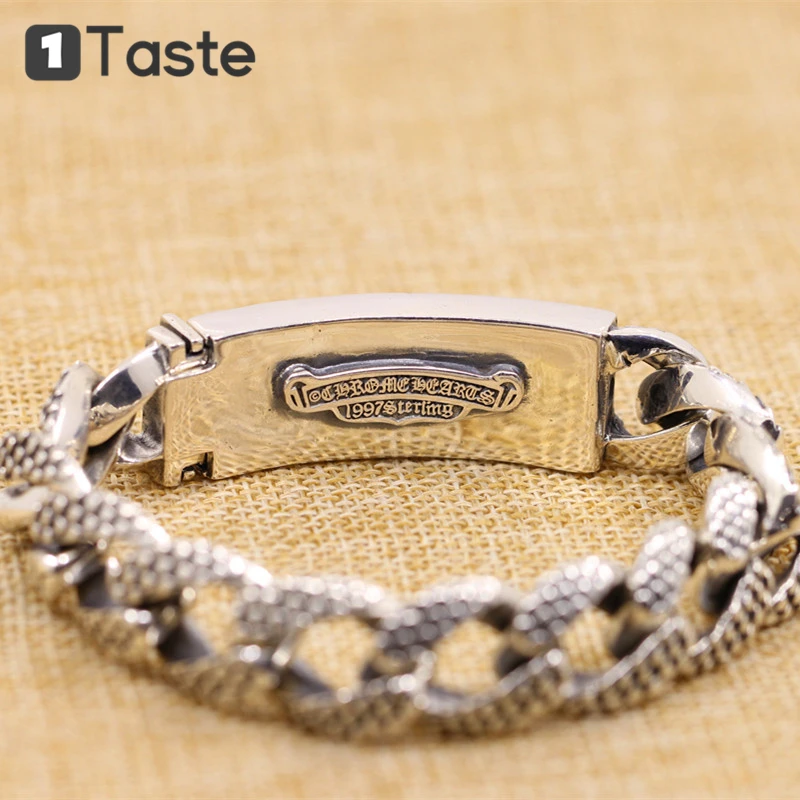 

ONE TASTE 925 Sterling Thai Silver Men's Bracelet Chinese Dragon Ethnic Vintage Bracelet Fine Jewelry Handmade Hip-hop Punk Gift