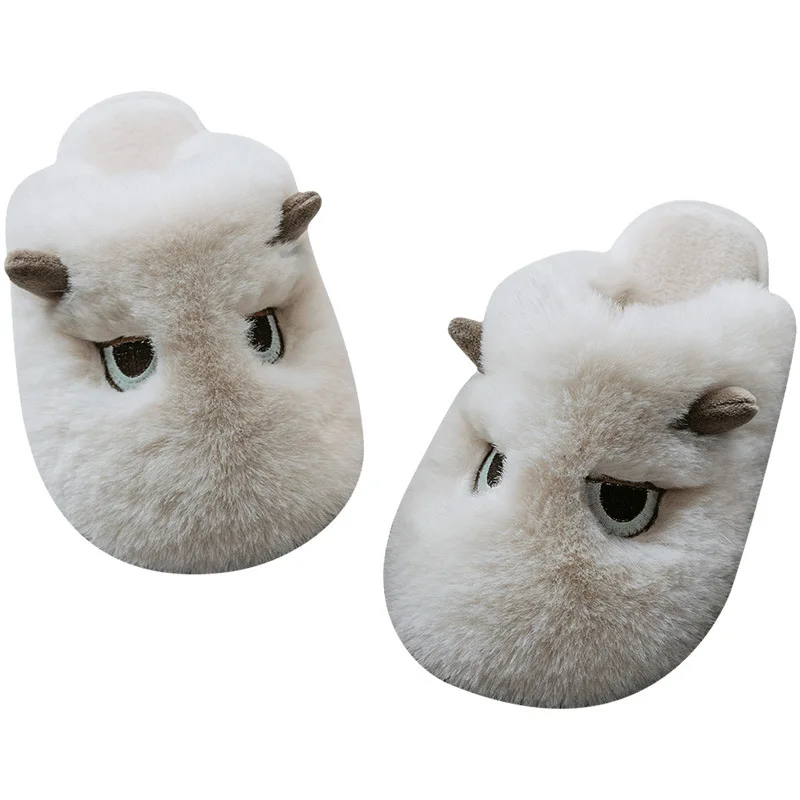 

2021 Women Cotton Slippers Fabric Plush Winter Mens Home Slippers Soft Bottom Anti Slip Couples Casual Shoes Indoor Large Size