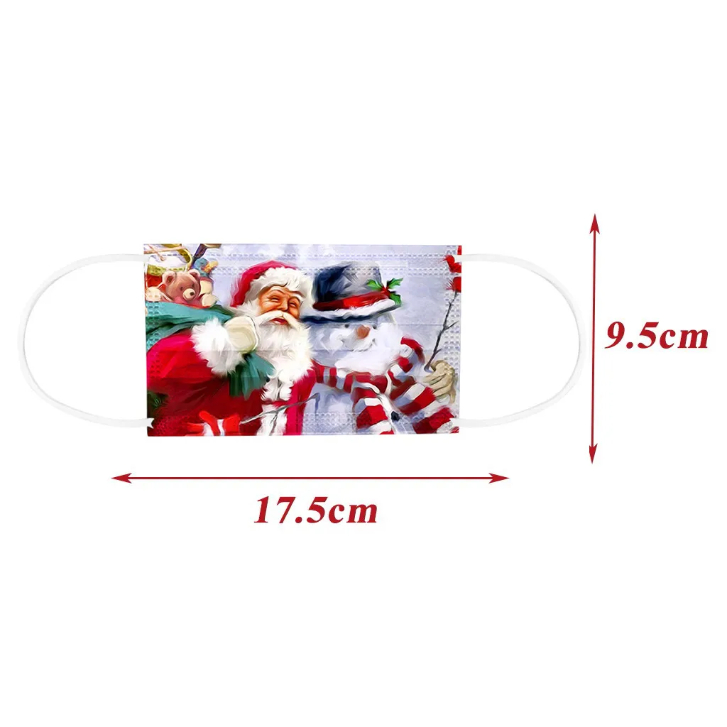 

Adult Face Mask Universal Disposable High-quality Christmas Santa Elk Head Printed Mask 50PC mascarillas navidad desechables