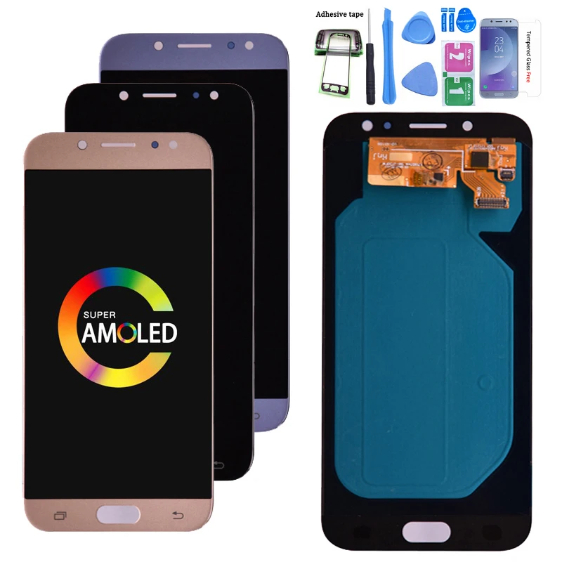 Супер Amoled ЖК-дисплей для samsung Galaxy J7 Pro J730 J730F ЖК-дисплей и кодирующий преобразователь сенсорного экрана в сборе