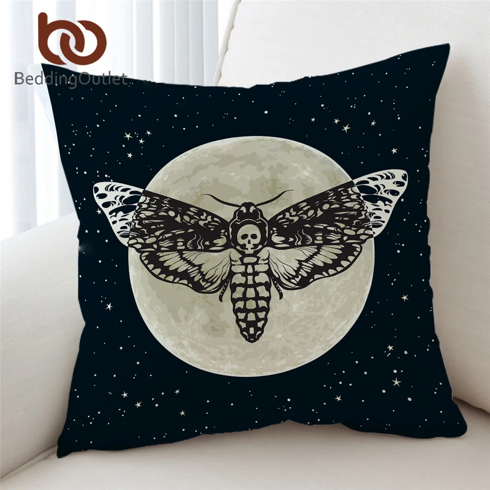 

Чехол для подушки BeddingOutlet, 45x45 см, готический стиль, подушка с черепом, с изображением бабочки, Луны, звезды, дивана, машины