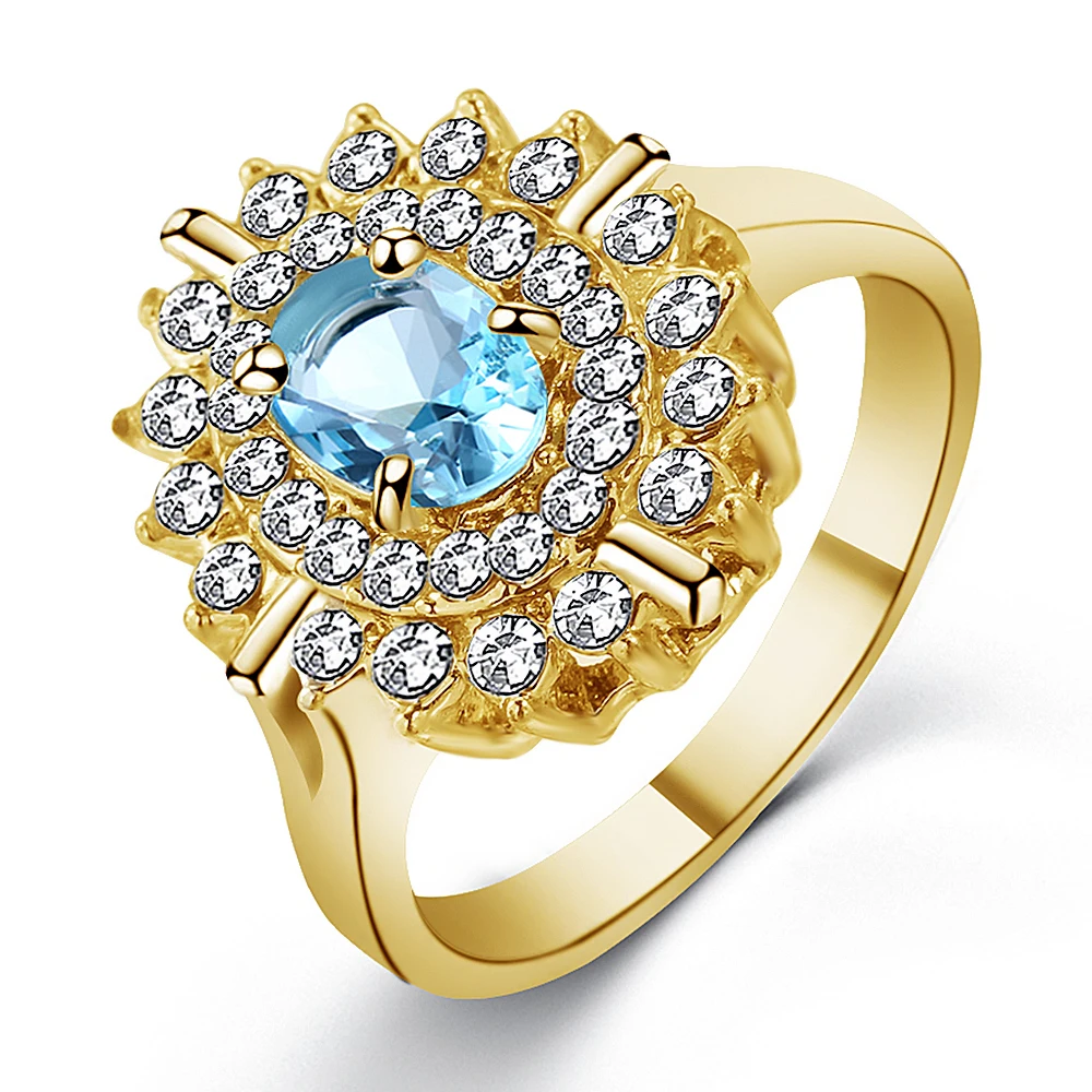 Женское кольцо с инкрустированным золотым подсолнухом модные вечерние