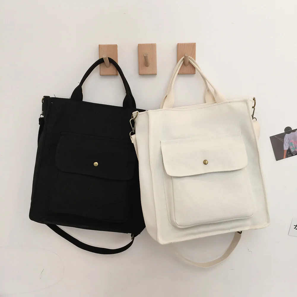 

Повседневная универсальная сумка через плечо для женщин, модные однотонные школьные ранцы для подростков, холщовые вместительные сумки че...