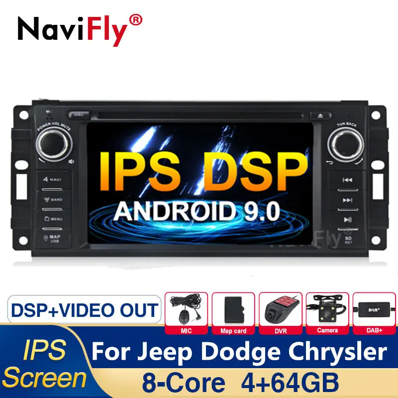 Автомобильный dvd плеер 8 ядер Android 9 0 IPS DSP для Jeep Cherokee 2009 2008 2010 Wrangler стерео Dodge radio