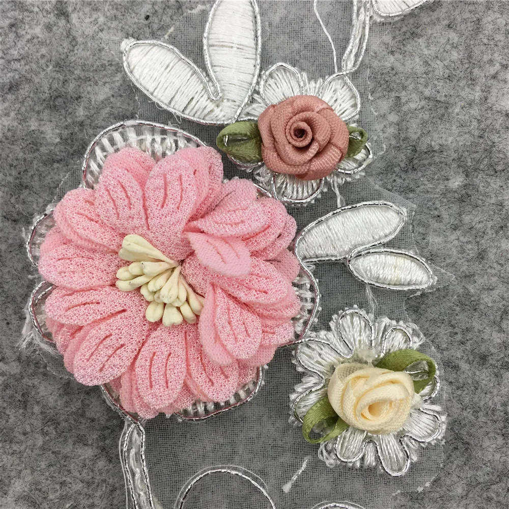Стиль 3D цветок кружевной воротник DIY Вышивка аппликация декольте швейная ткань украшения одежды аксессуары Скрапбукинг