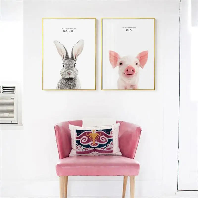 Детские постеры с животными и принтами Rabbit олень картина слона на холсте детская