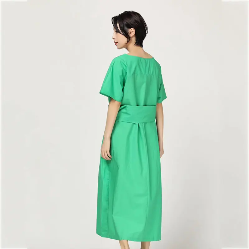 [XITAO] 2019 Новое Европейское повседневное свободное однотонное платье с короткими