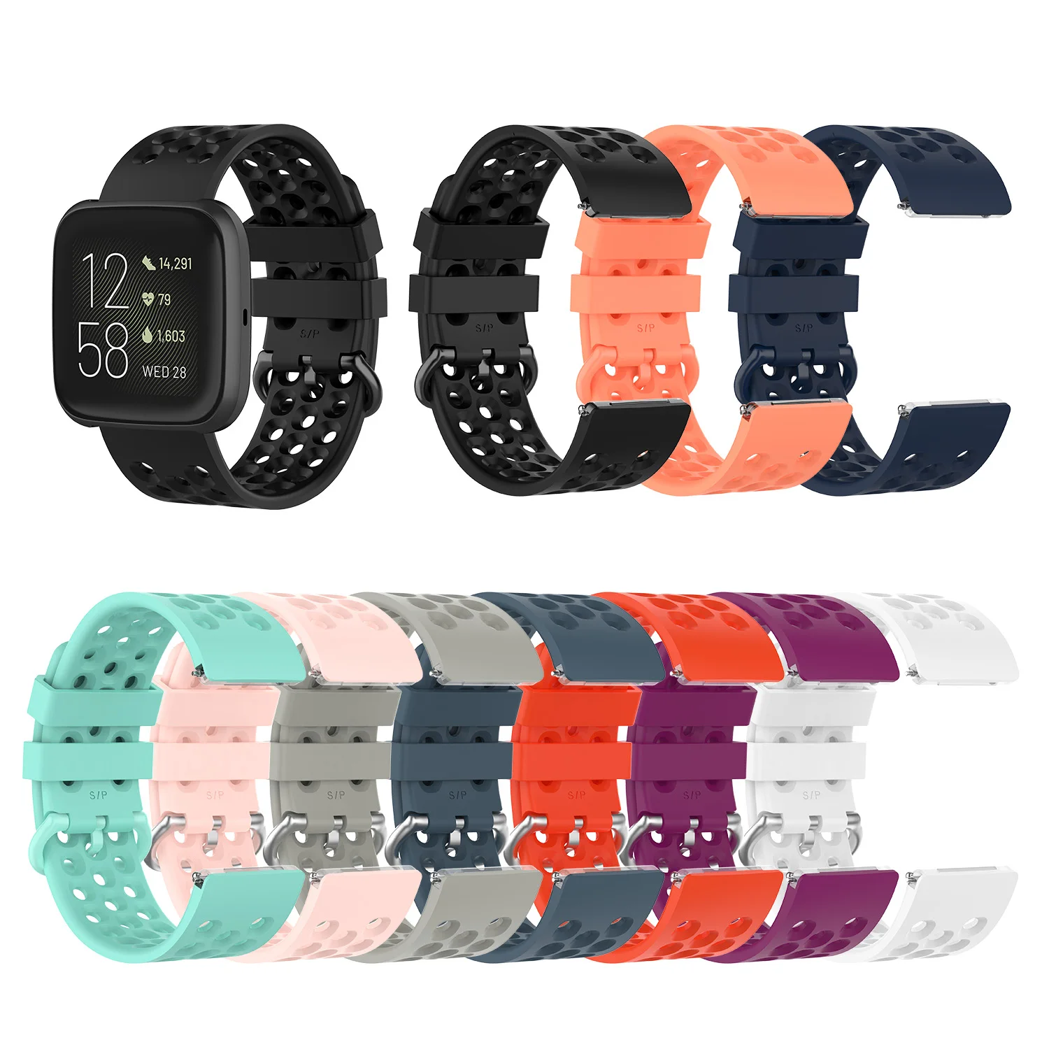 Для fitbit versa 2 Официальный спортивный мягкий силиконовый ремешок с отверстием Водонепроницаемый ремешок для наручных часов для fitbit versa/versa lite Пояса Сетки