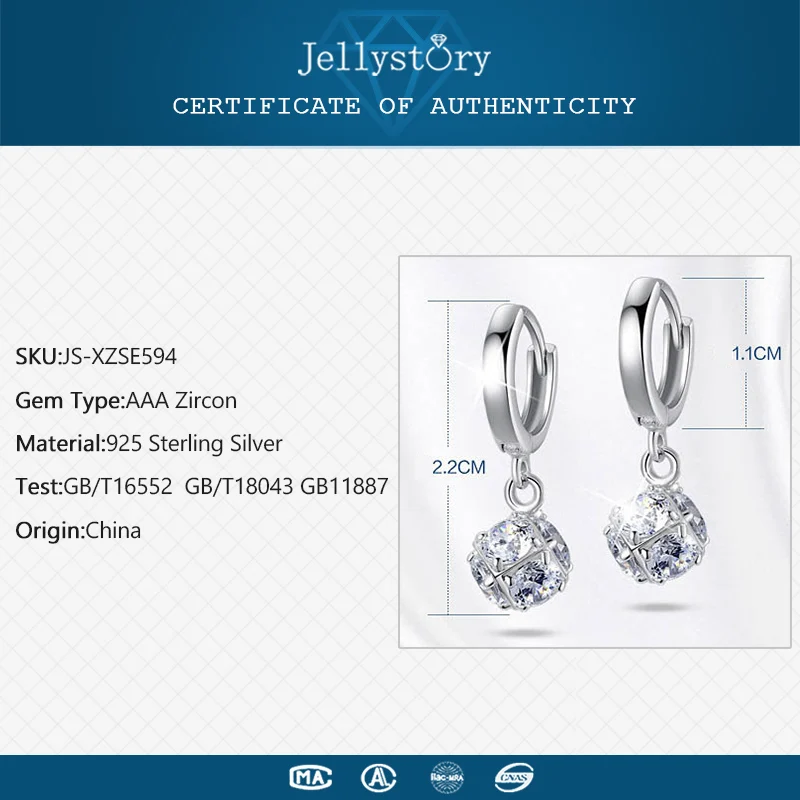 Jellystory модный 925 Висячие серьги из серебра пробы ювелирные изделия для женщин с