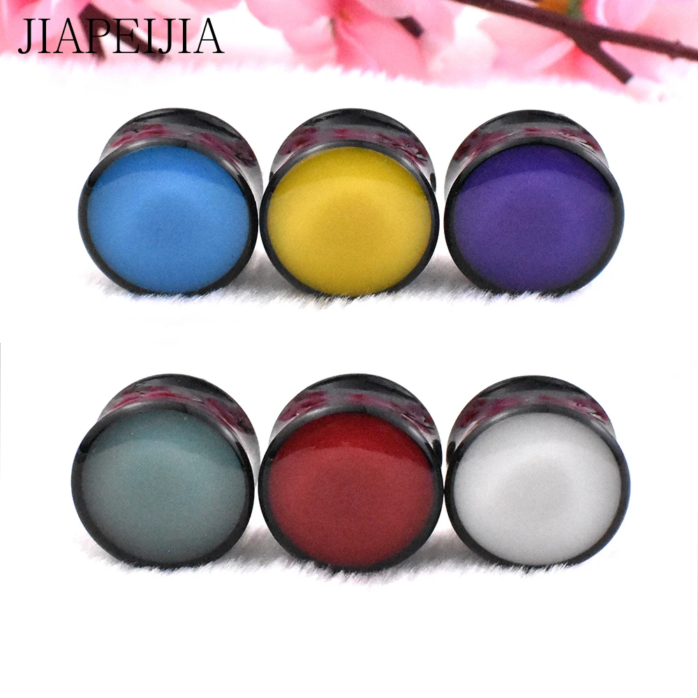 

Pure Color Ear Gauges Tunnels and Plug Black Acrylic Ear Expander Studs Stretching Body Piercing Jewelry 6-30mm