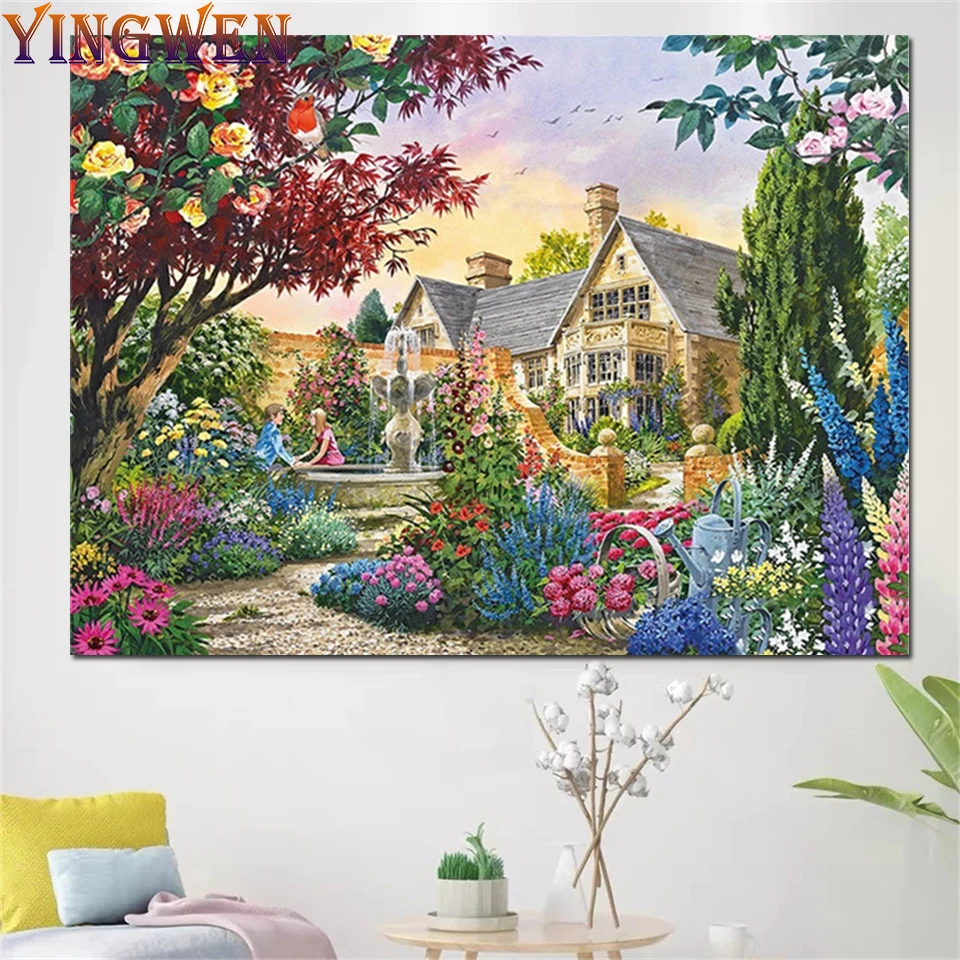 

House Flower Landscape Diamond Painting 5D DIY Kit Home Decor Crafts Mosaic Jewel Cross Stitch Art PAINTING DECOR WALL STICKER