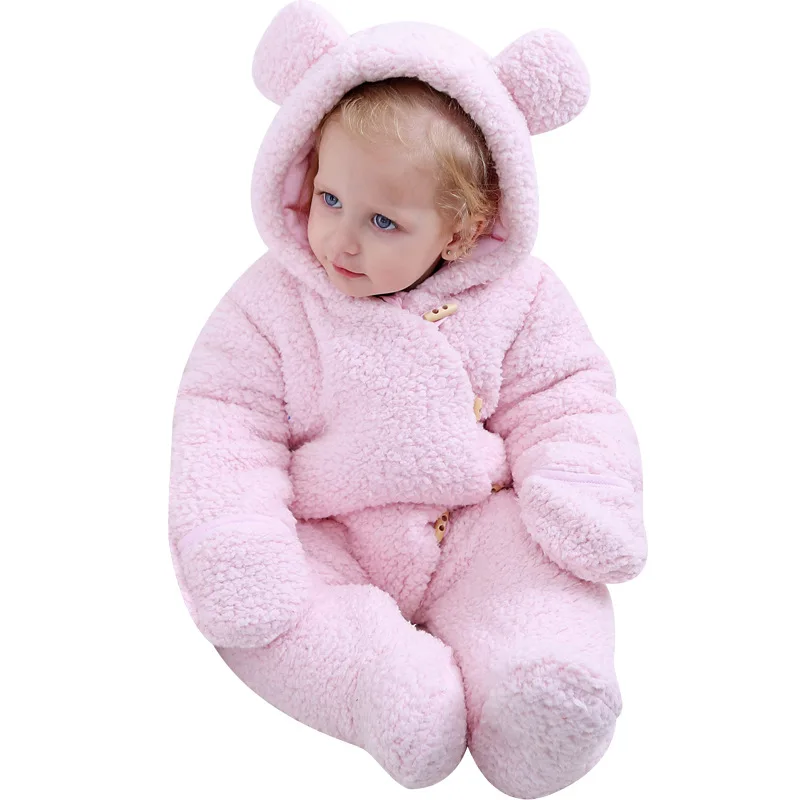 Супертеплые комбинезоны с милыми медвежьими ушками для маленьких мальчиков и