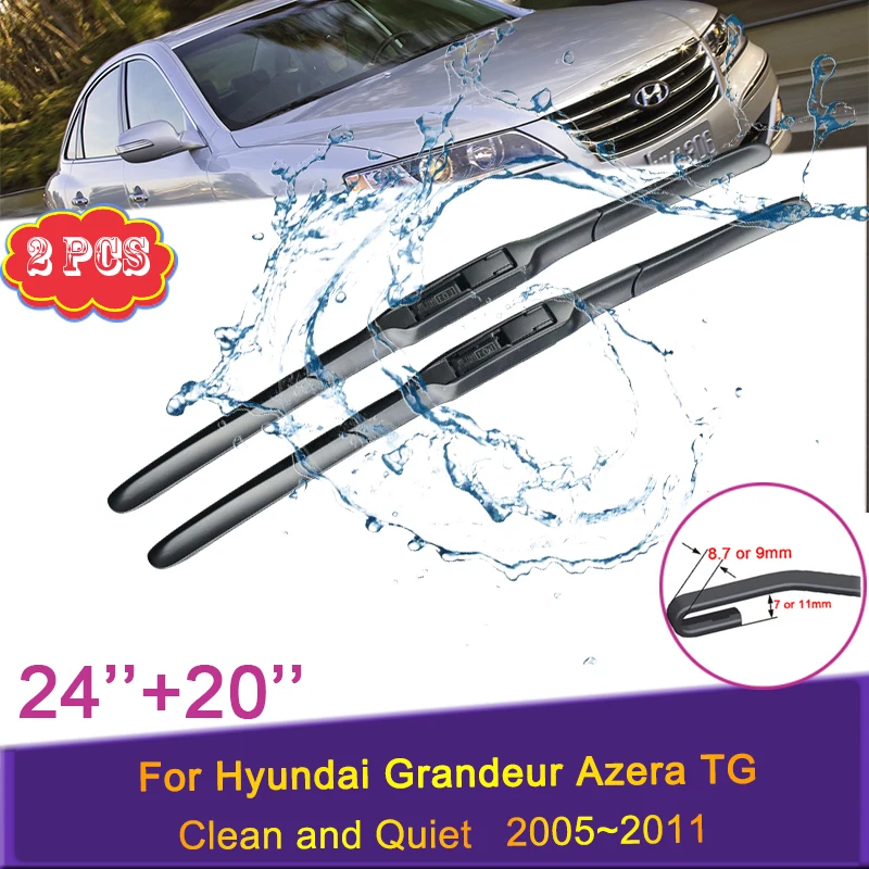 

Car Front Wiper Blades for Hyundai Grandeur Azera TG 2005 ~ 2011 Windshield Frameless Silent Rubber Snow Scraping Accessories