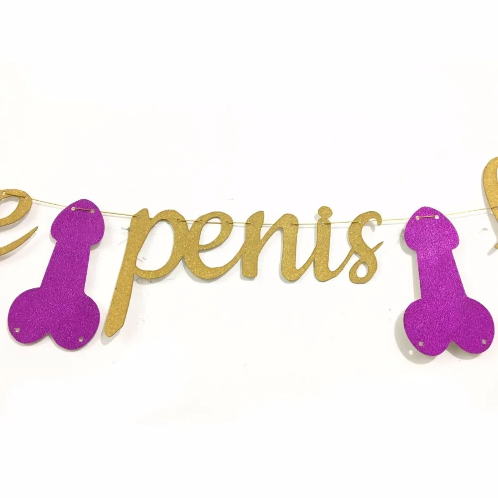 Золотой блестящий Забавный грязный тот же пенис Навсегда Баннер гирлянда для