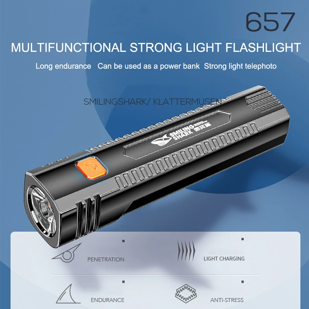

Портативный фонарик для повседневного использования, прожектор с выходом USB, перезаряжаемый Водонепроницаемый светодиодный мощный фонари...