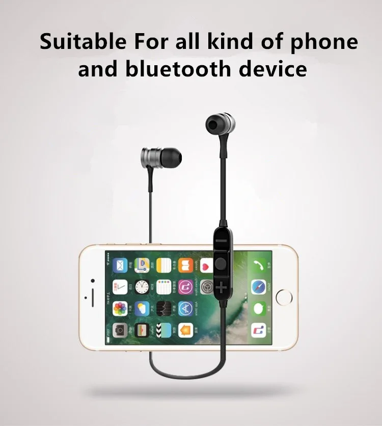 H5 беспроводные Bluetooth наушники магнитные BT V4.1 стерео спортивные с usb-кабелем для