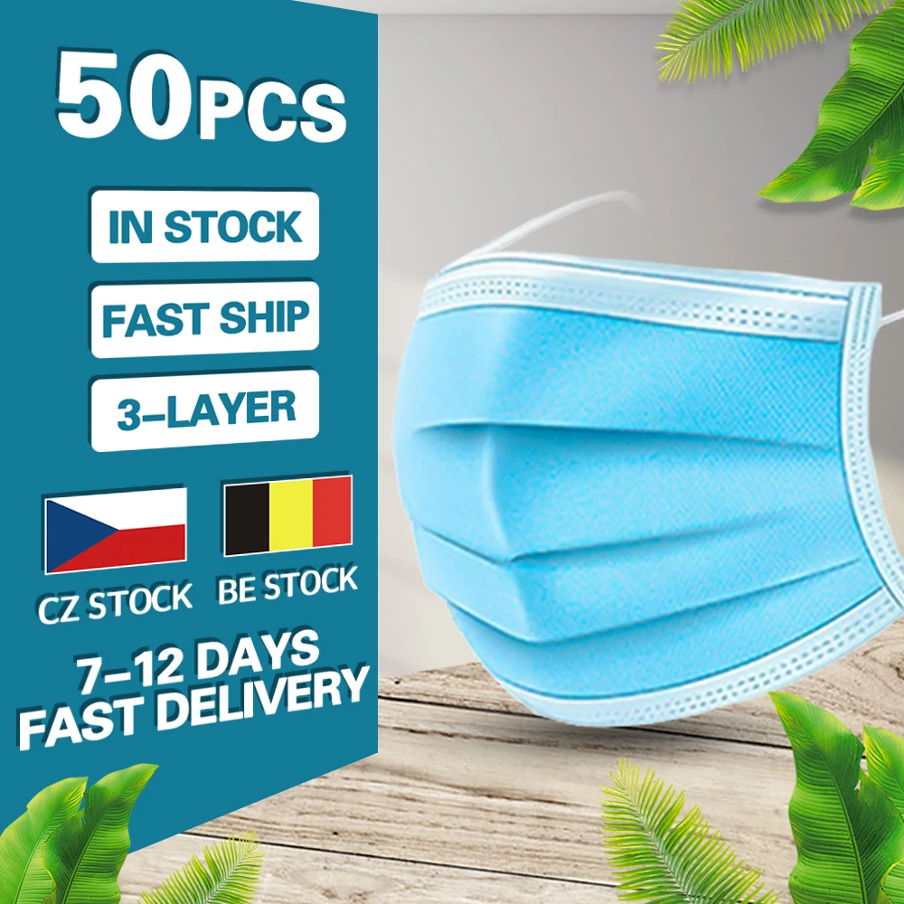 Одноразовые маски для лица 3 слойная маска дышащие со ртом эластичная петля ушей