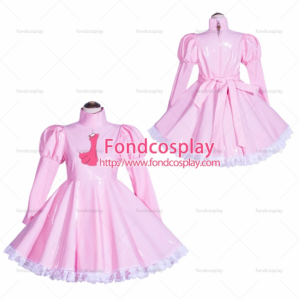

Одежда для взрослых fondcosplay, сексуальная, с перекрестными узорами, короткая, с французским замком, розовая, тяжелая одежда из ПВХ, Униформа, из...