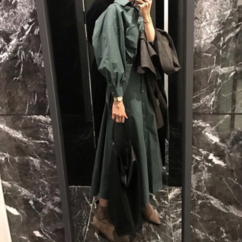 

New Plus size Autumn Spring Dress Girls Female Vintage Dress Long Sleeve Oversize Women Dresses Long Shirt Boho Vestidoes