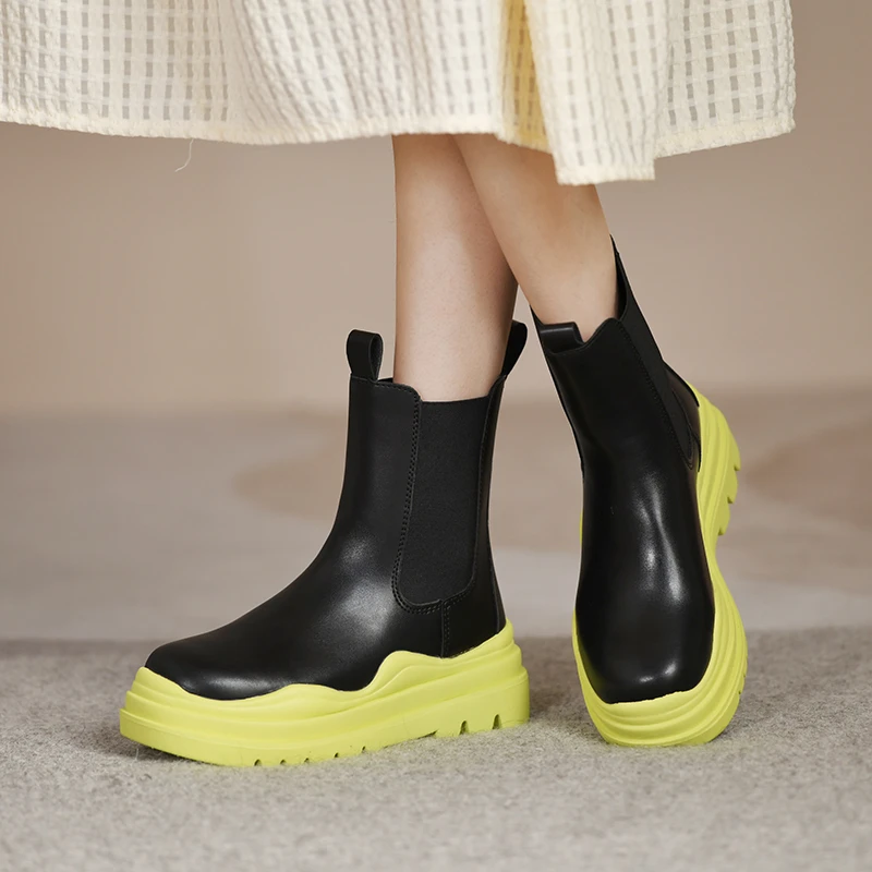

Women Chunky Heel Ankle Boots Woman Shoes Autumn Brand Designer Chelsea Boots Female Platform Boots Lasdies Fashion Combat Boots