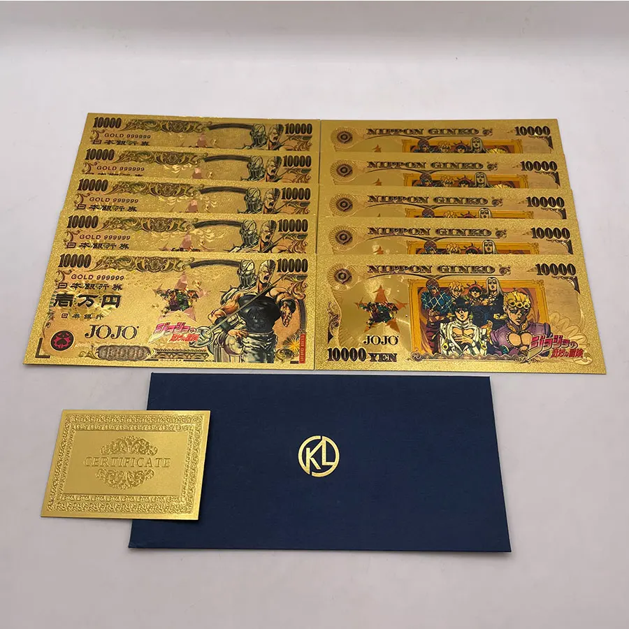 9 видов японских классических золотых аниме наклеек для банкнот