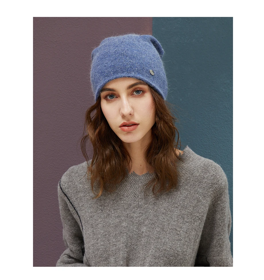 Female Beanies Rabbit Hair Winter Hats For Women Casual Autumn Knitted Beanie Girls New Fashion High Quality Soft Wool Hat