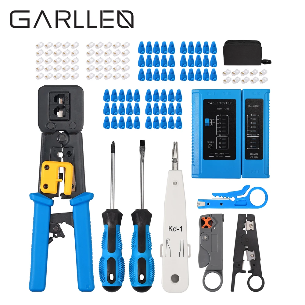 Набор обжимных инструментов GARLLEN RJ45, комплект для ремонта сети, Обжимные Щипцы для зачистки проводов RJ11, RJ12, CAT5, CAT6