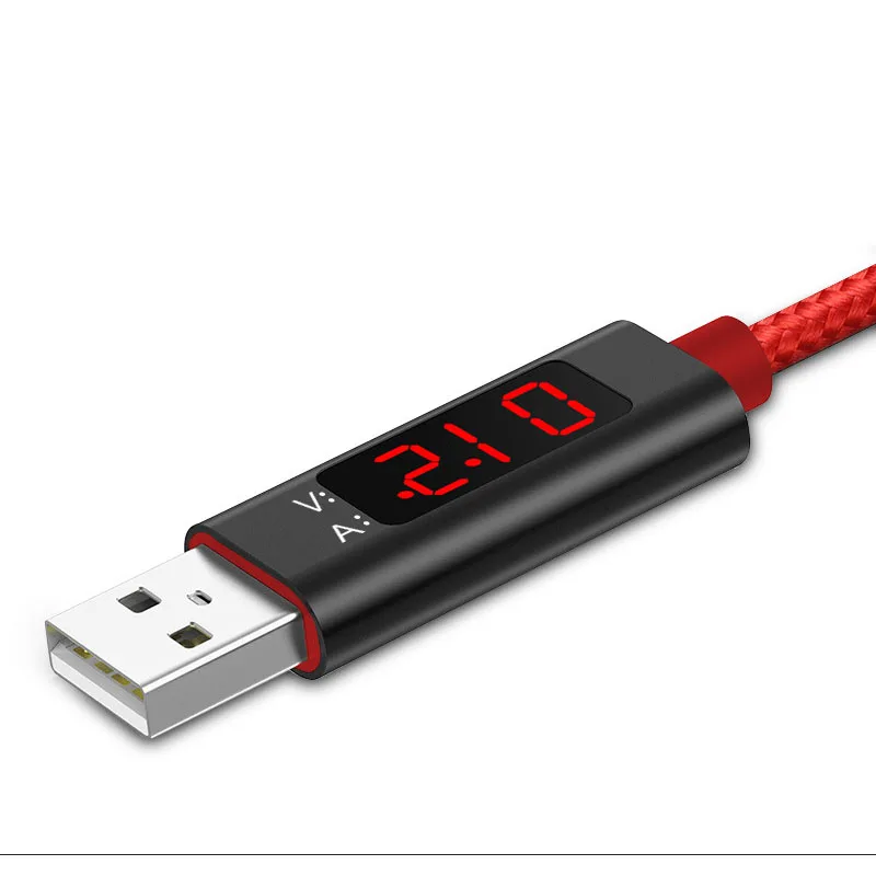 Быстрая зарядка напряжения и тока дисплей Нейлон Плетеный usb type-C кабель синхронизации данных для IPhone X 7 8 6 5 samsung Xiaomi HUAWEI
